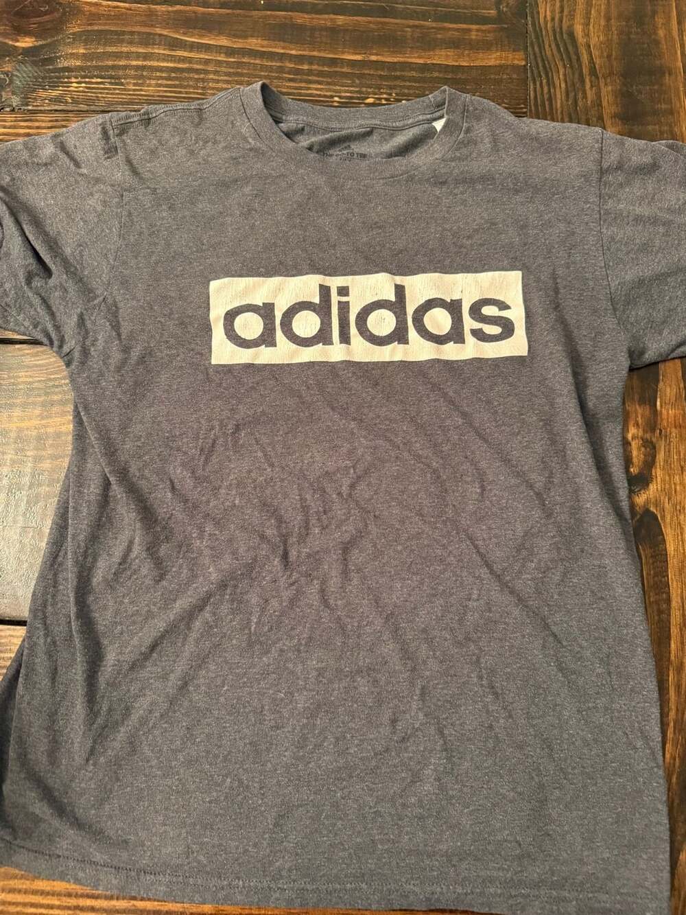 Mens Adidas The Go-To Tee Size M Dark Gray Box Logo Graphic T-Shirt